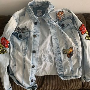 Custom patch work denim jacket